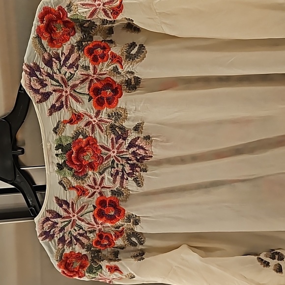 💕JOHNNY WAS💕 Leopard Rose Blouse ~ Embroidered Floral Tunic Shell Small - Picture 9 of 13